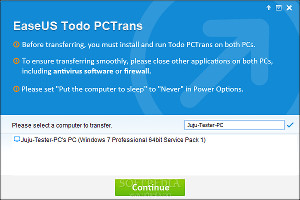 Showing the box for adding a PC in EaseUS Todo PCTrans